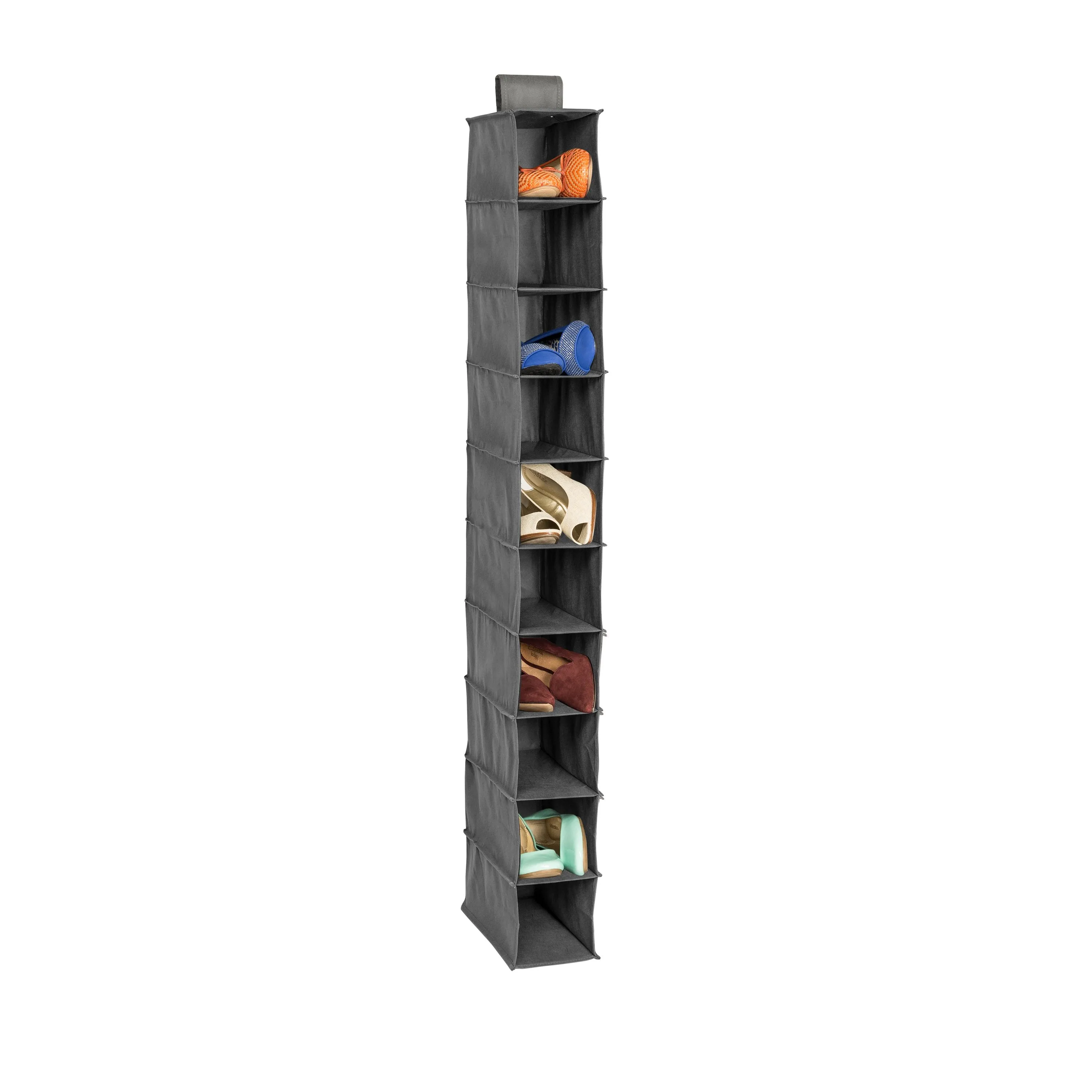 10-Shelf Hanging Closet Organizer, Gray
