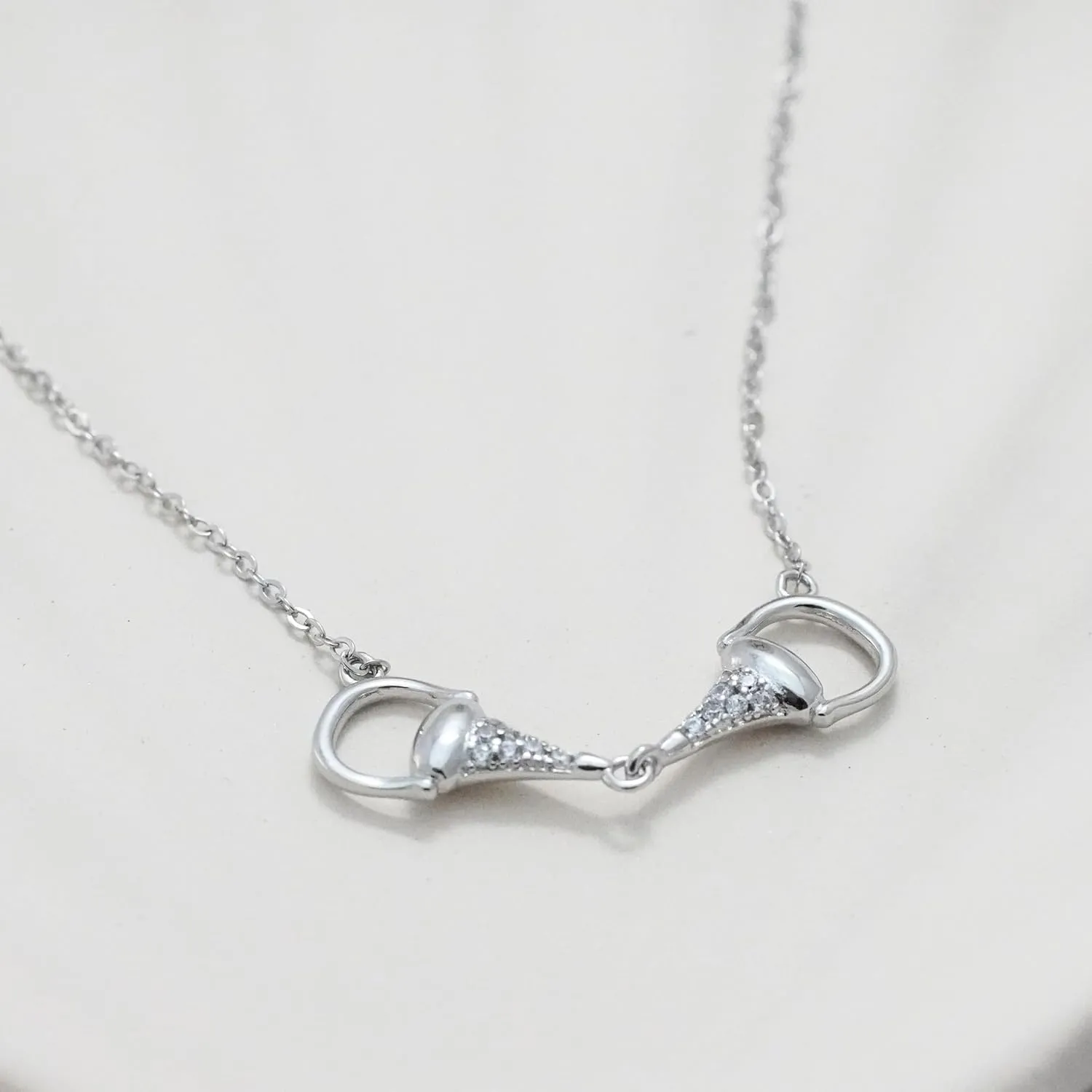 925 Sterling Silver Horse Necklace. Horsebit & Stirrup Pendant Necklaces in Silver, 18K Gold, or Rose Gold Plating. Classy Jewelry Gift for Her