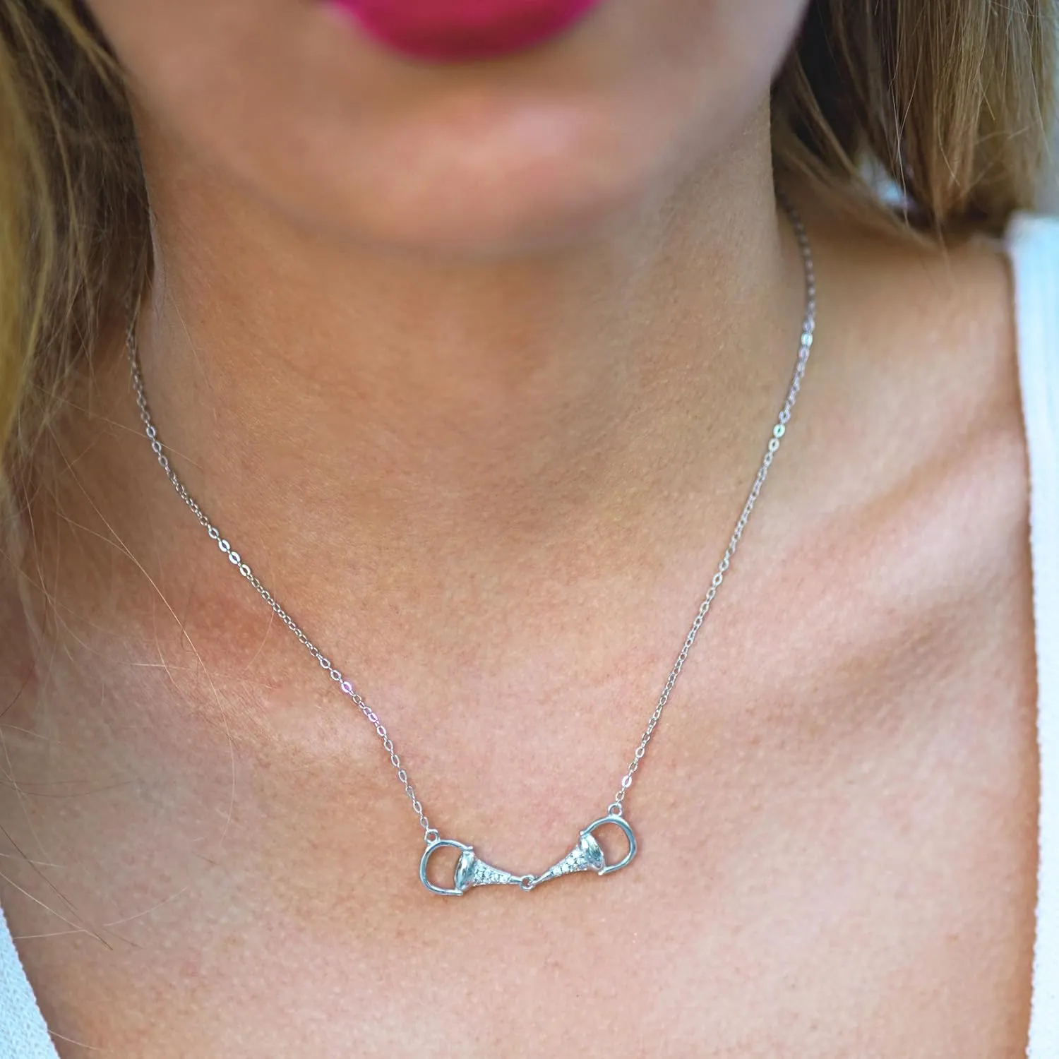 925 Sterling Silver Horse Necklace. Horsebit & Stirrup Pendant Necklaces in Silver, 18K Gold, or Rose Gold Plating. Classy Jewelry Gift for Her