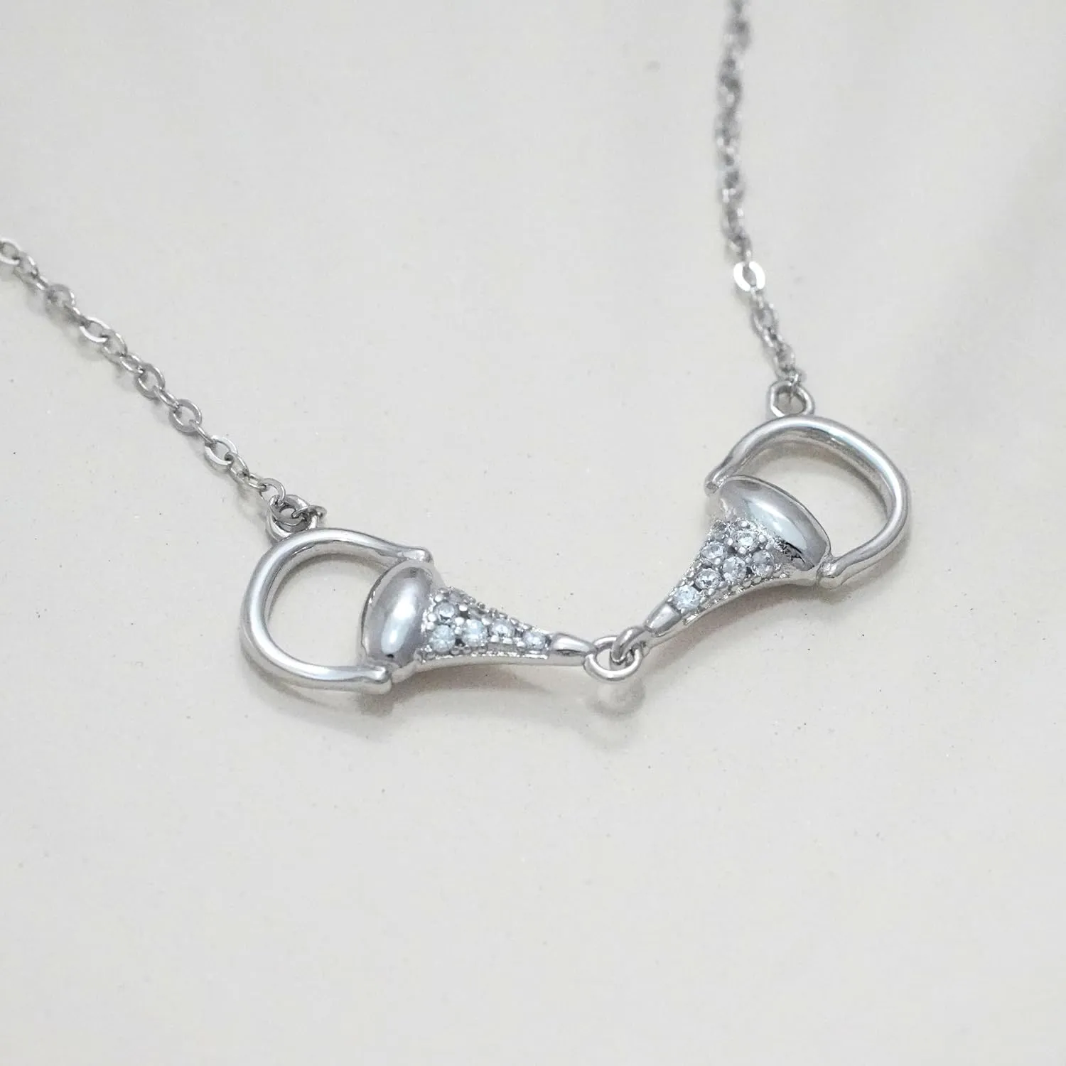 925 Sterling Silver Horse Necklace. Horsebit & Stirrup Pendant Necklaces in Silver, 18K Gold, or Rose Gold Plating. Classy Jewelry Gift for Her