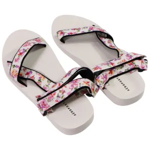 AEROPOSTALE Velcro Strap Floral Sandals - White Floral (Size: US 9)