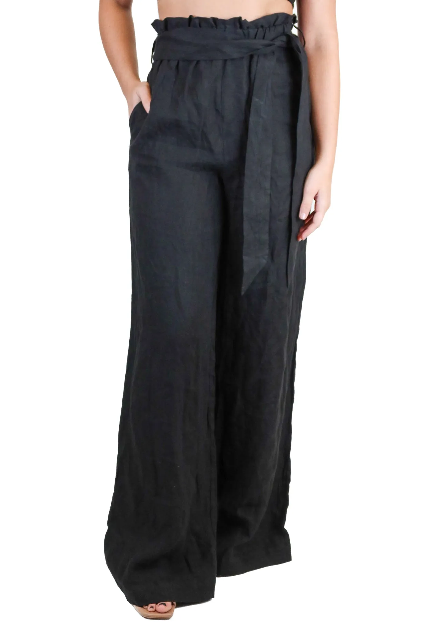 asceno black paper bag trousers NWT (s; retail $300)