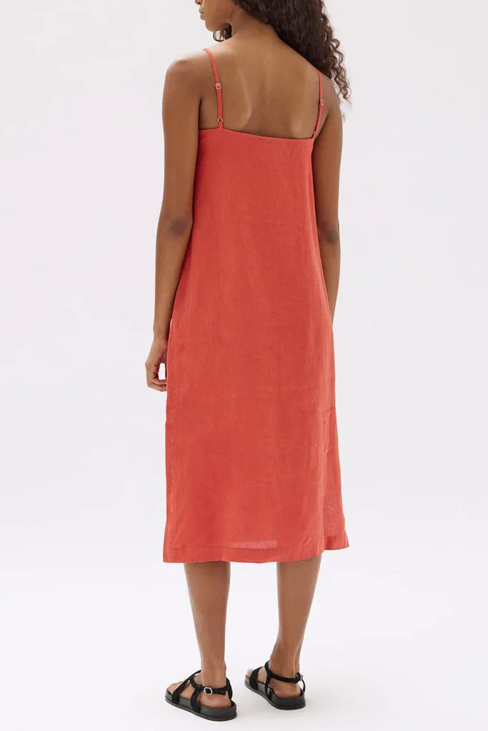 Assembly Vallory Linen Slip Dress Papaya