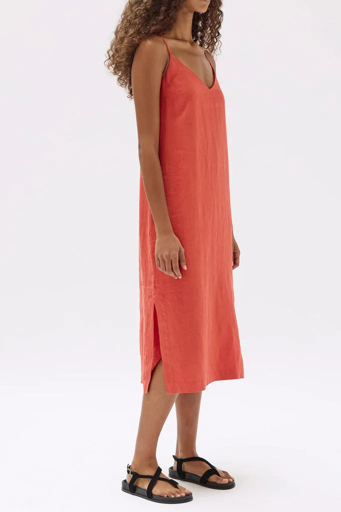 Assembly Vallory Linen Slip Dress Papaya