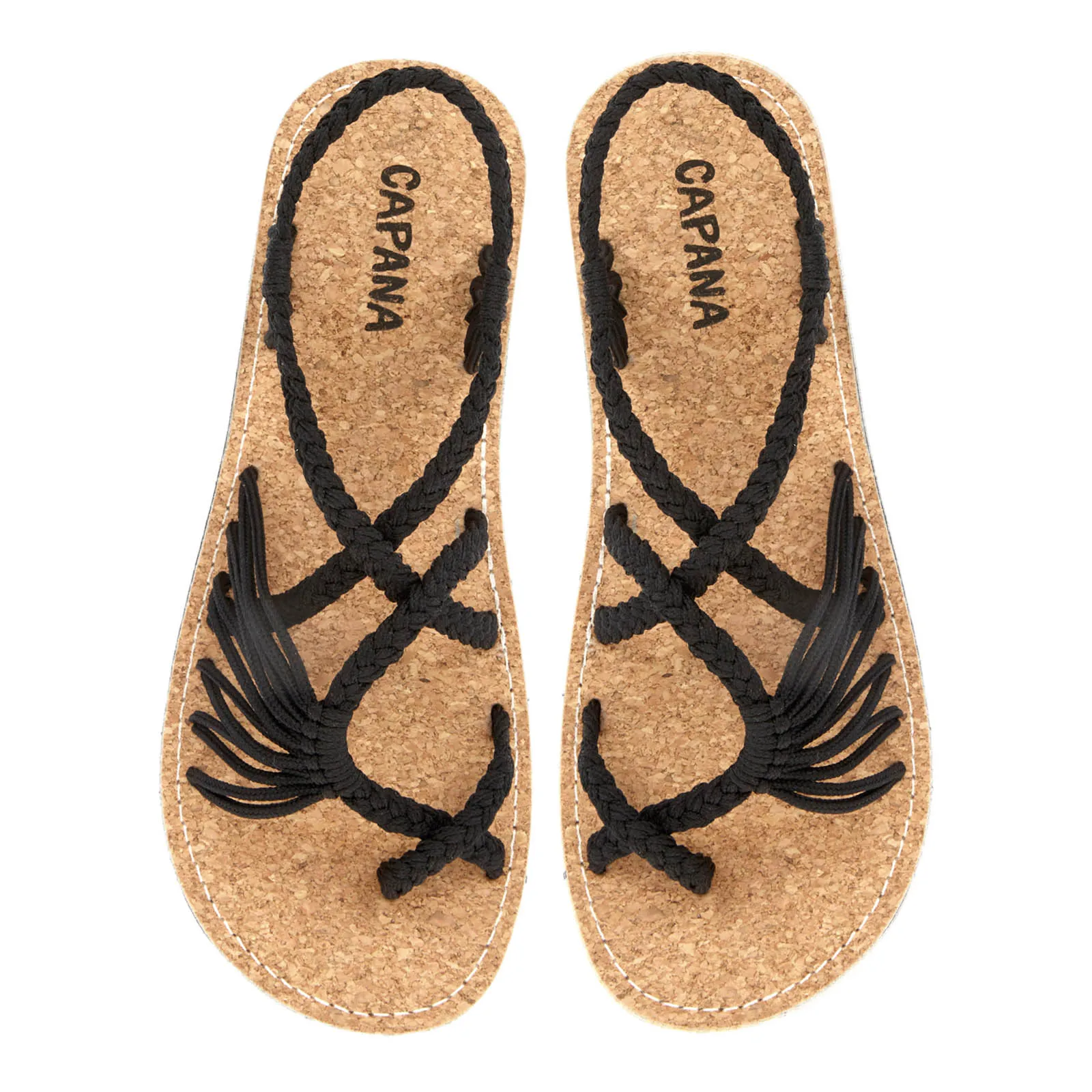Banyan - Black Cork Rope Sandals