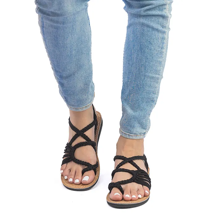 Banyan - Black Cork Rope Sandals