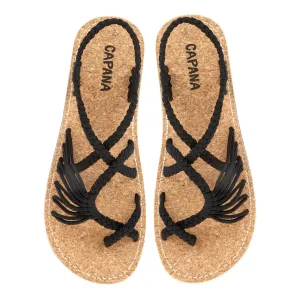 Banyan - Black Cork Rope Sandals