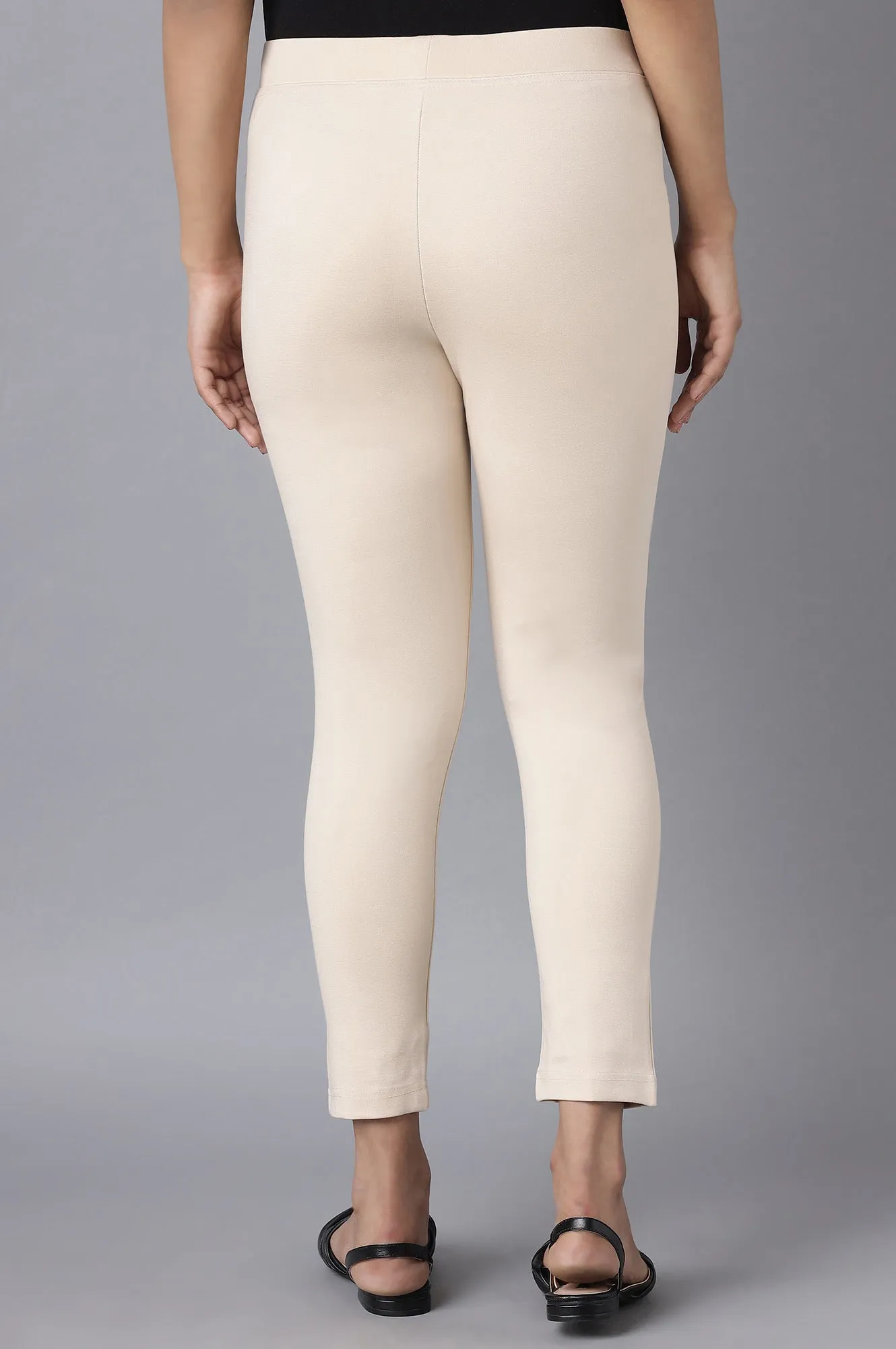 Beige Straight Yoga Tights