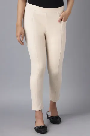 Beige Straight Yoga Tights