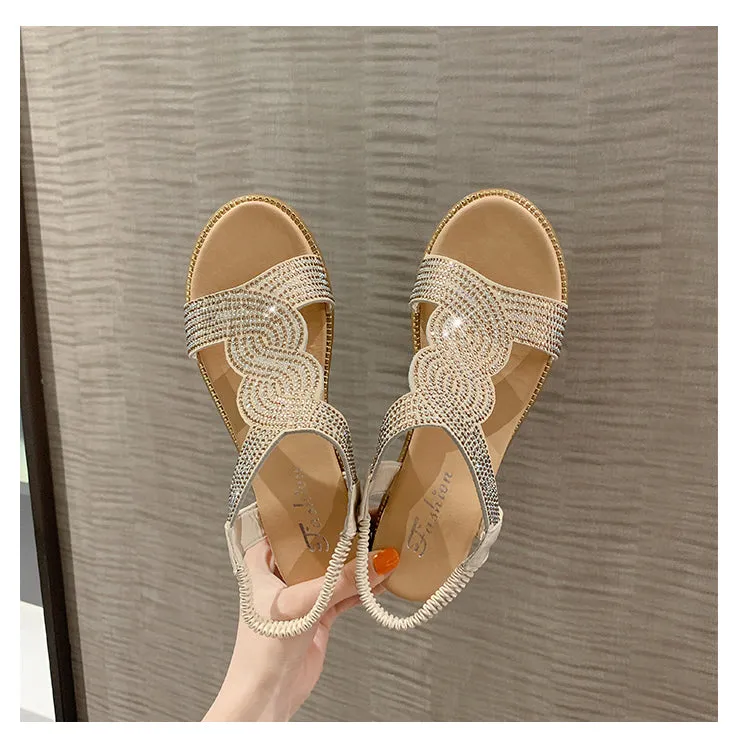Belifi Rhinestone Wedge Sandals