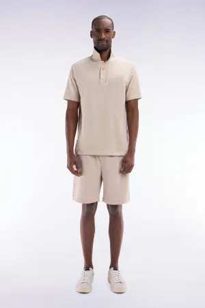 Bermuda à taille élastiquée en lyocell et coton stretch beige