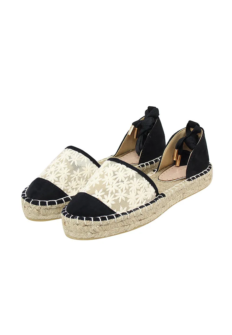 Black Flat Fabric Sandals