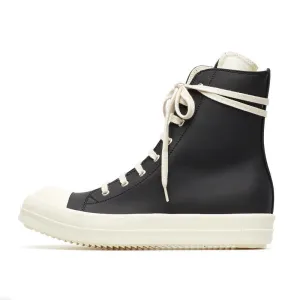 Black Leather High Top Sneakers - AXIS028