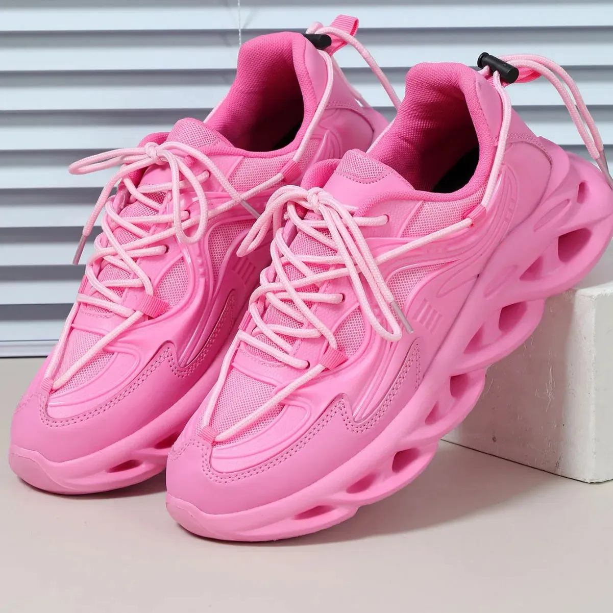 Blush Pink Sporty Platform Sneakers