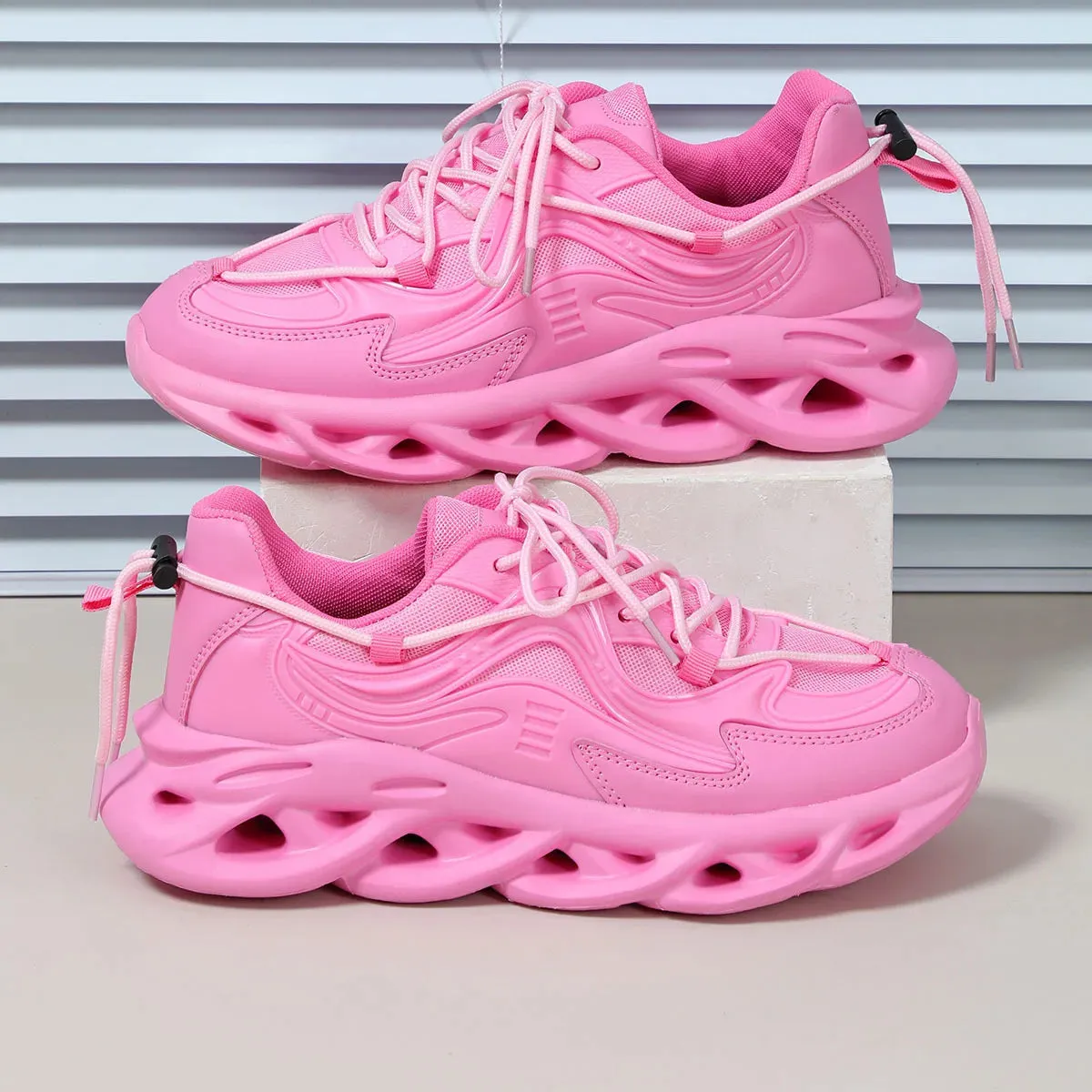 Blush Pink Sporty Platform Sneakers