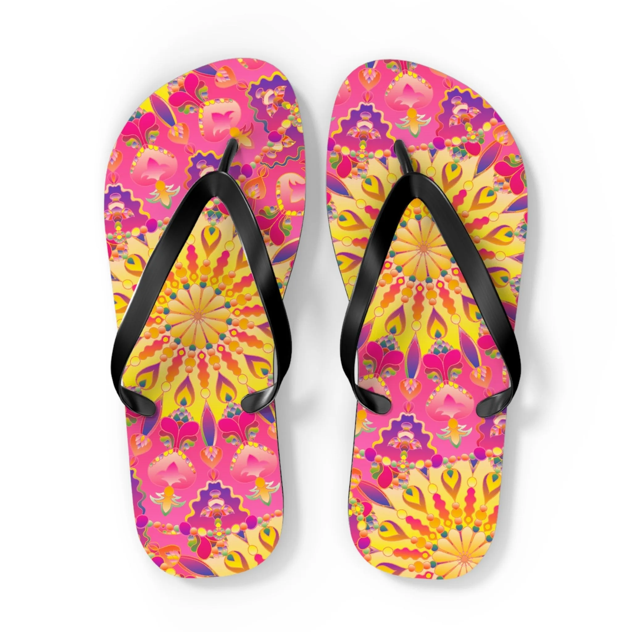 Bohemian Mandala Pink Yellow Purple Flip Flops