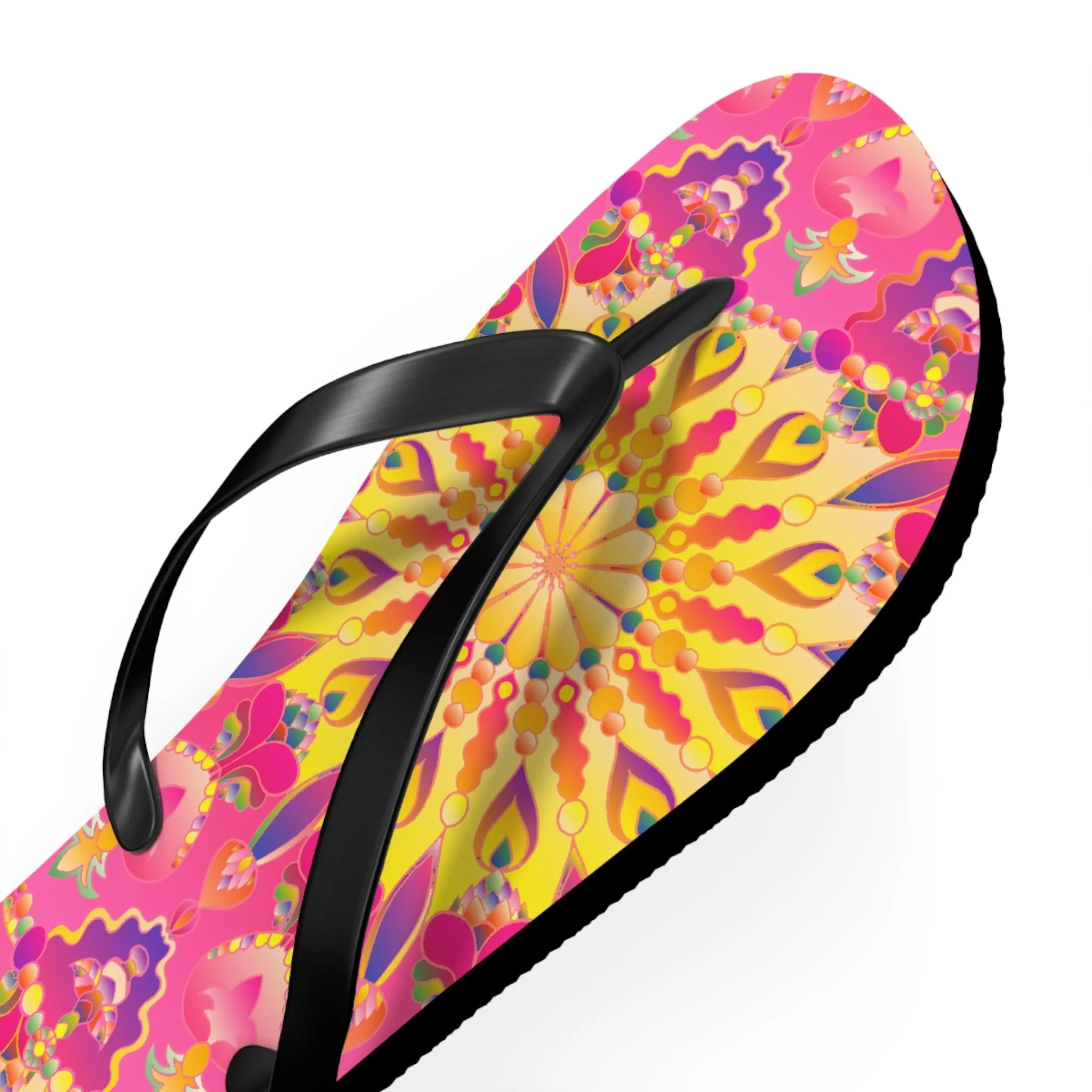 Bohemian Mandala Pink Yellow Purple Flip Flops