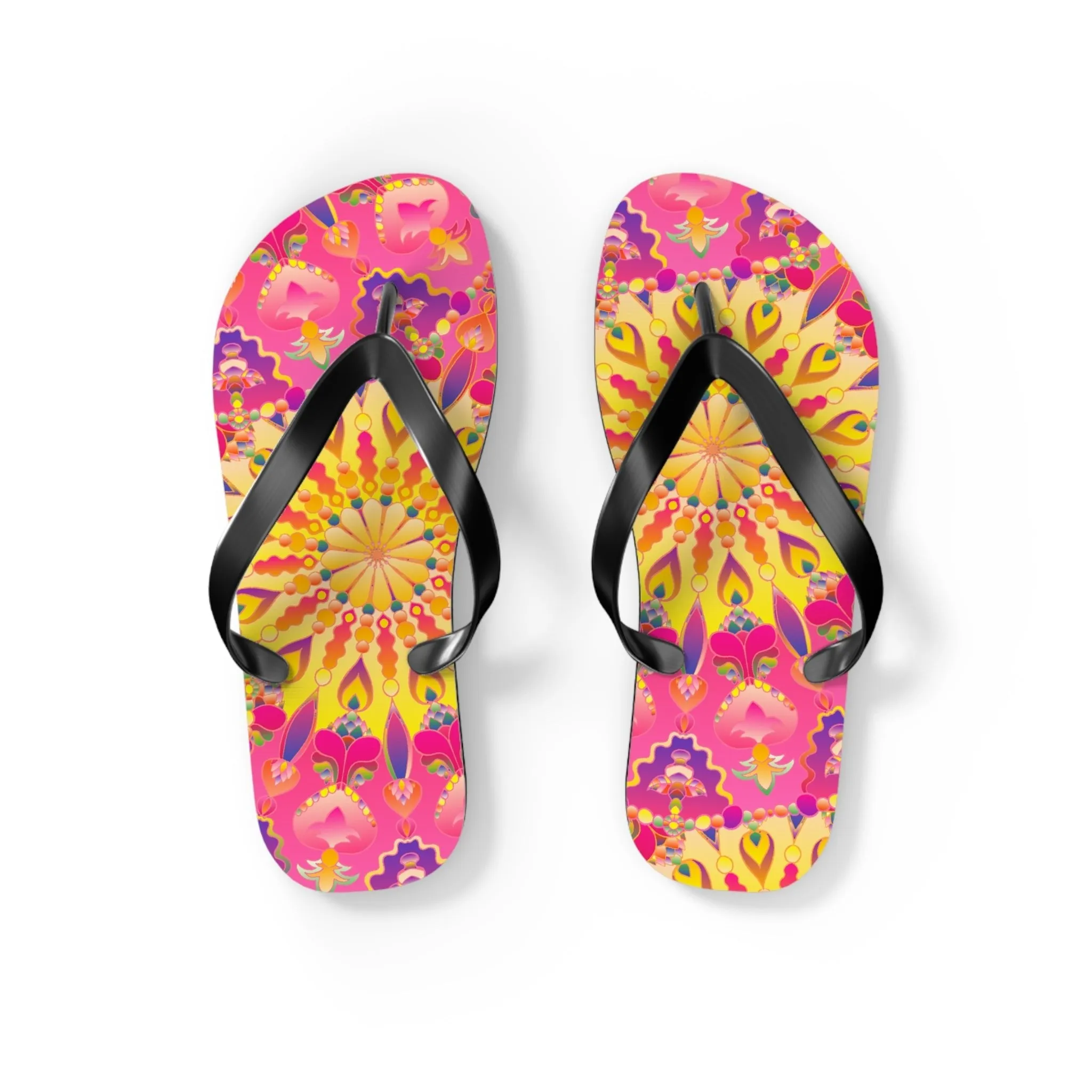 Bohemian Mandala Pink Yellow Purple Flip Flops