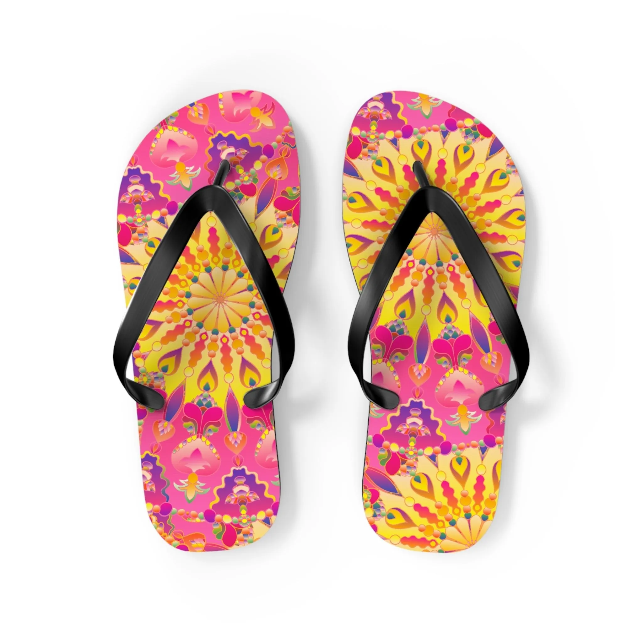 Bohemian Mandala Pink Yellow Purple Flip Flops