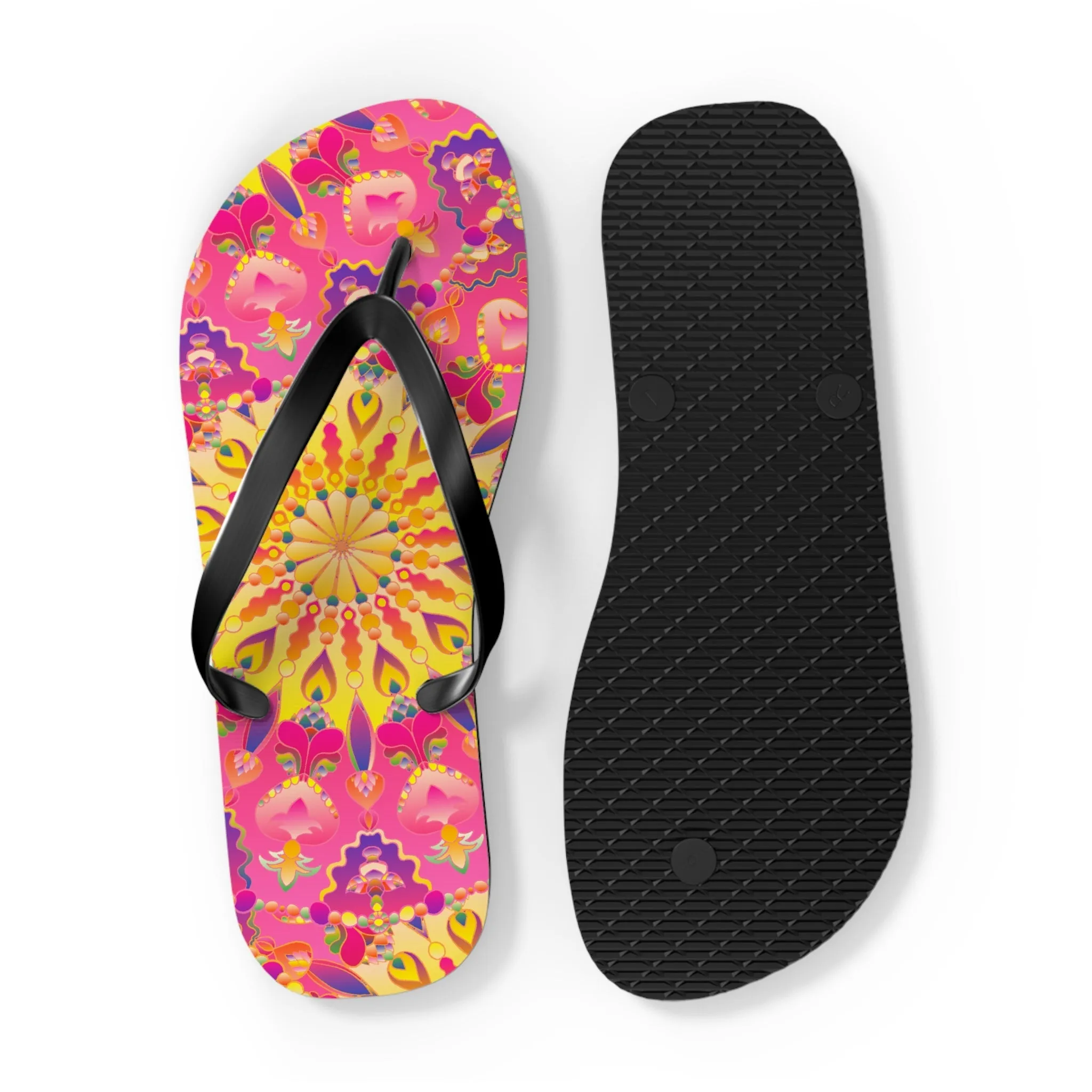 Bohemian Mandala Pink Yellow Purple Flip Flops
