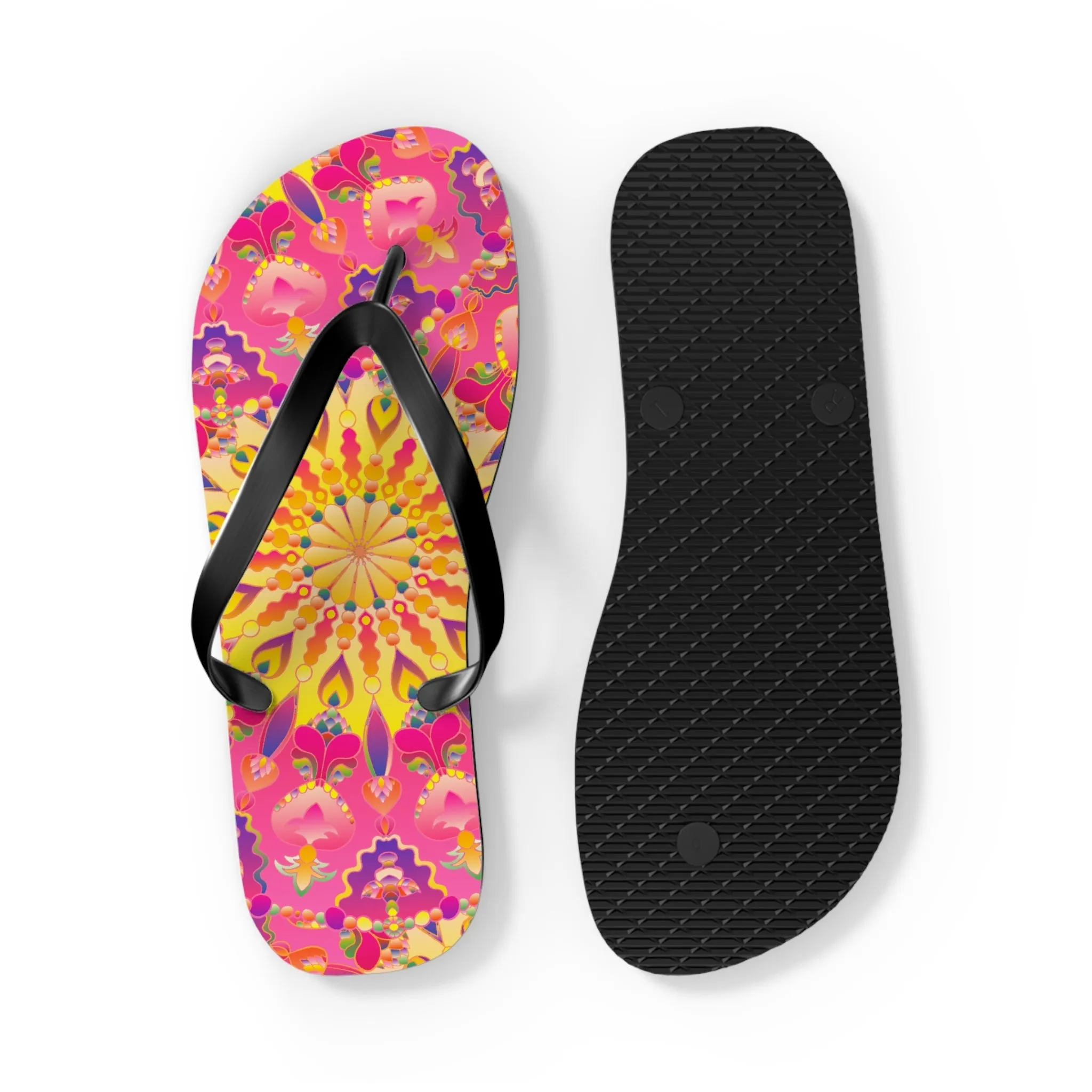 Bohemian Mandala Pink Yellow Purple Flip Flops