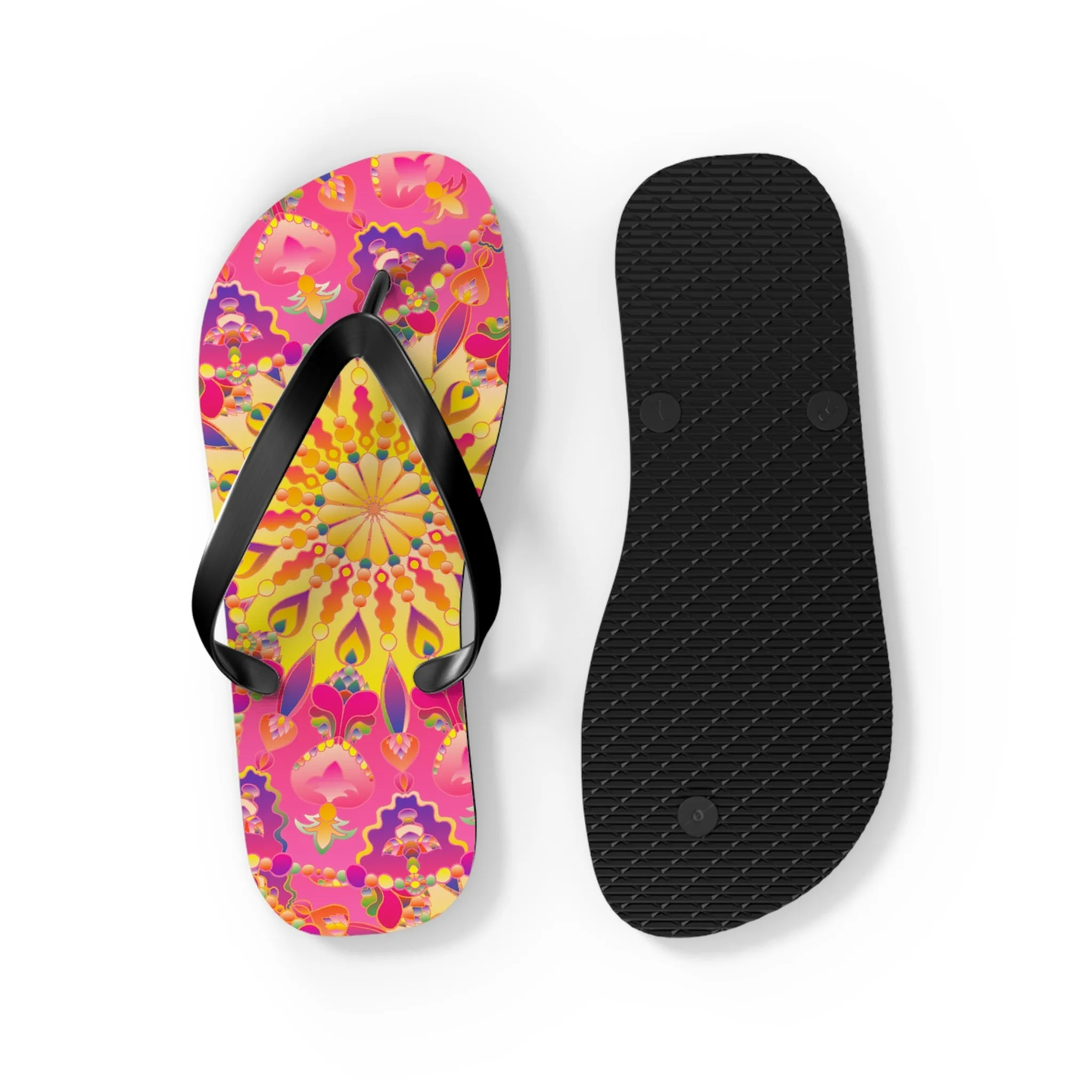 Bohemian Mandala Pink Yellow Purple Flip Flops