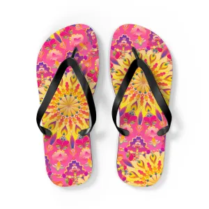 Bohemian Mandala Pink Yellow Purple Flip Flops