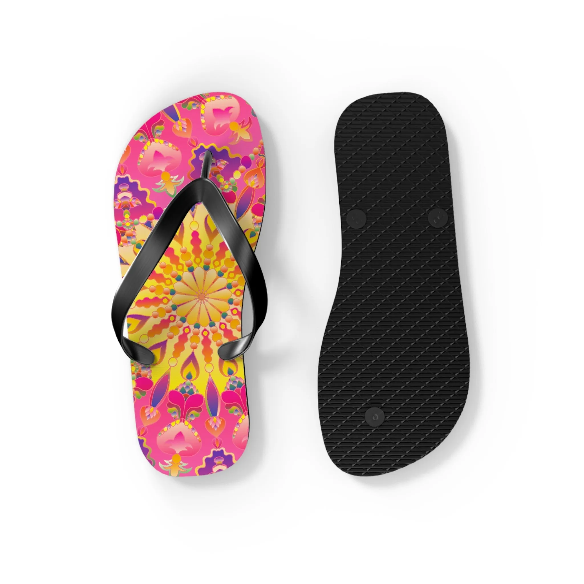 Bohemian Mandala Pink Yellow Purple Flip Flops