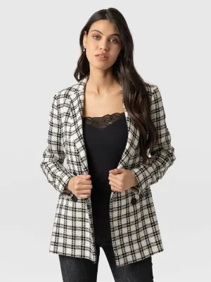 Cambridge Blazer - Black & Cream Check Bouclé