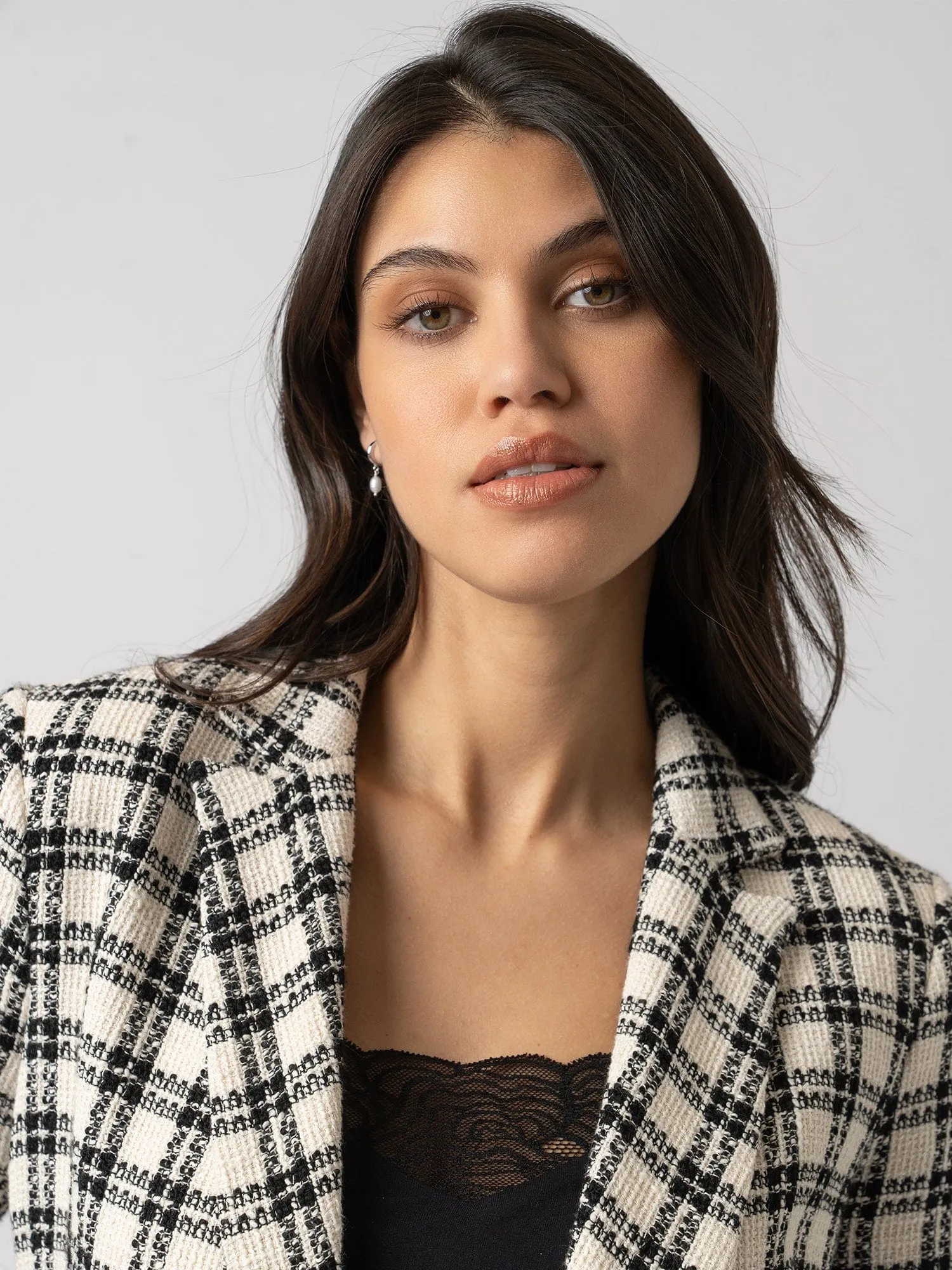 Cambridge Blazer - Black & Cream Check Bouclé