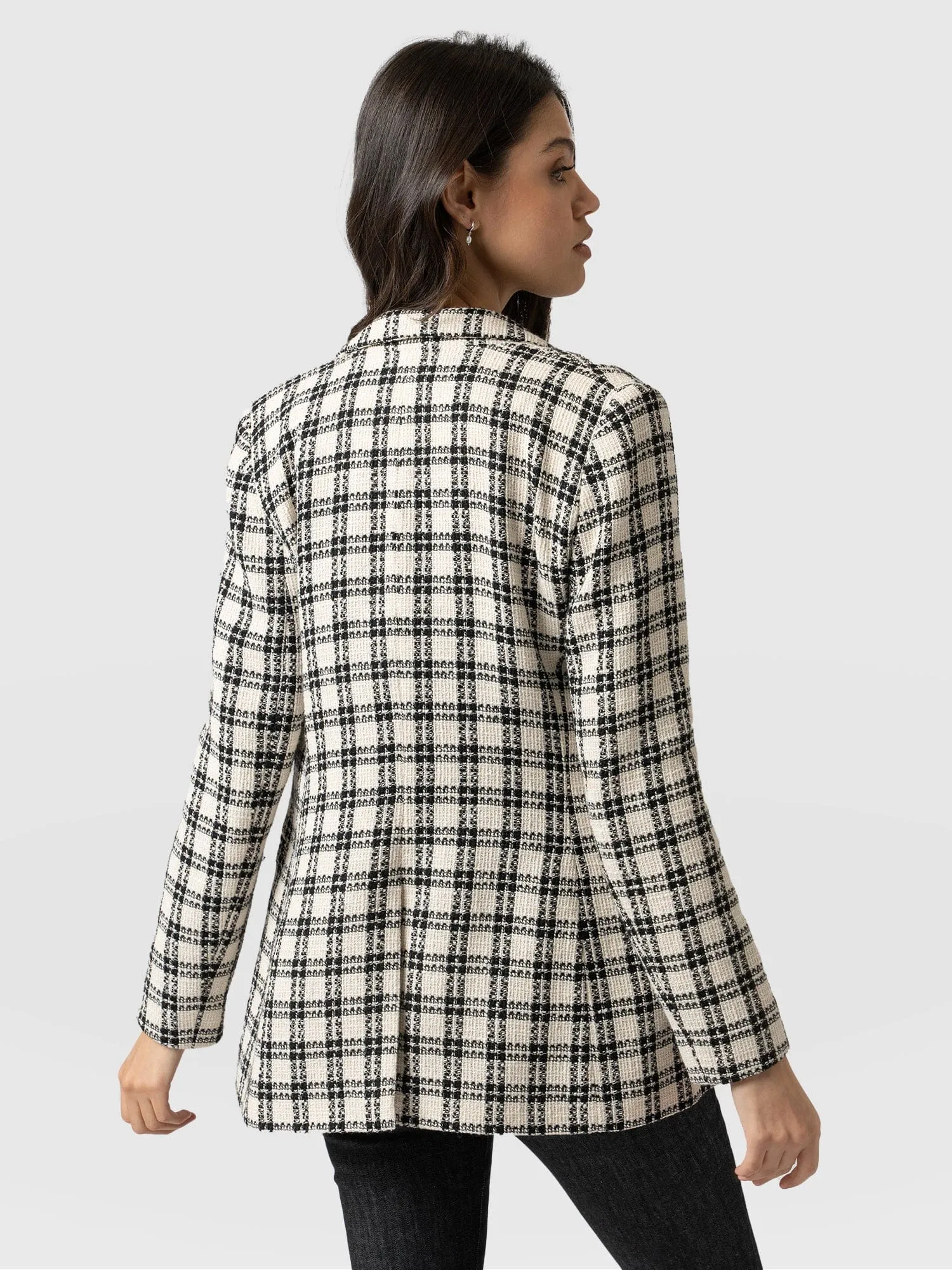 Cambridge Blazer - Black & Cream Check Bouclé