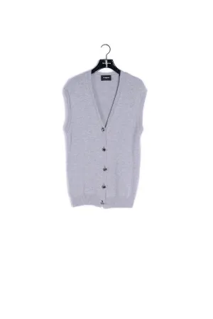 Cardigan laine gris boutons-bijoux