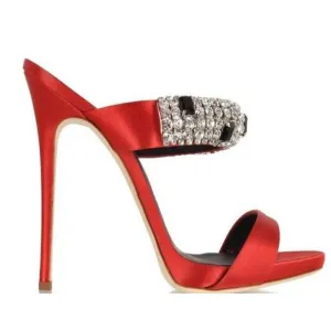 Casual Rhinestone Buckles Open Toe High Heel Sandals