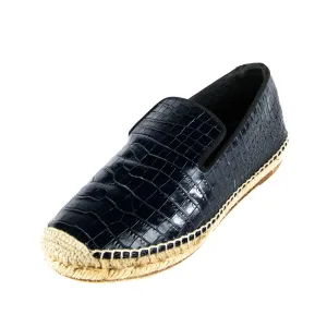 Celine Navy Patent Leather Crocodile Embossed Espadrilles Size 7 | EU 37