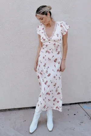 Charlo Satin   Lace Midi Dress