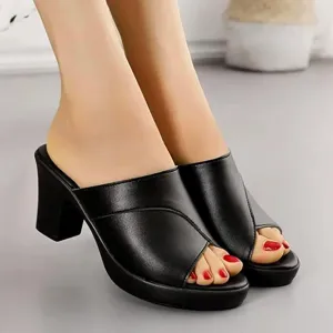 Chunky Heel Slide Womens Sandals Heels Platform Heel Open toe Sandals   B426680