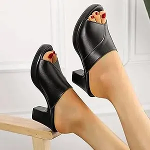 Chunky Heel Slide Womens Sandals Heels Platform Heel Open toe Sandals   B426680