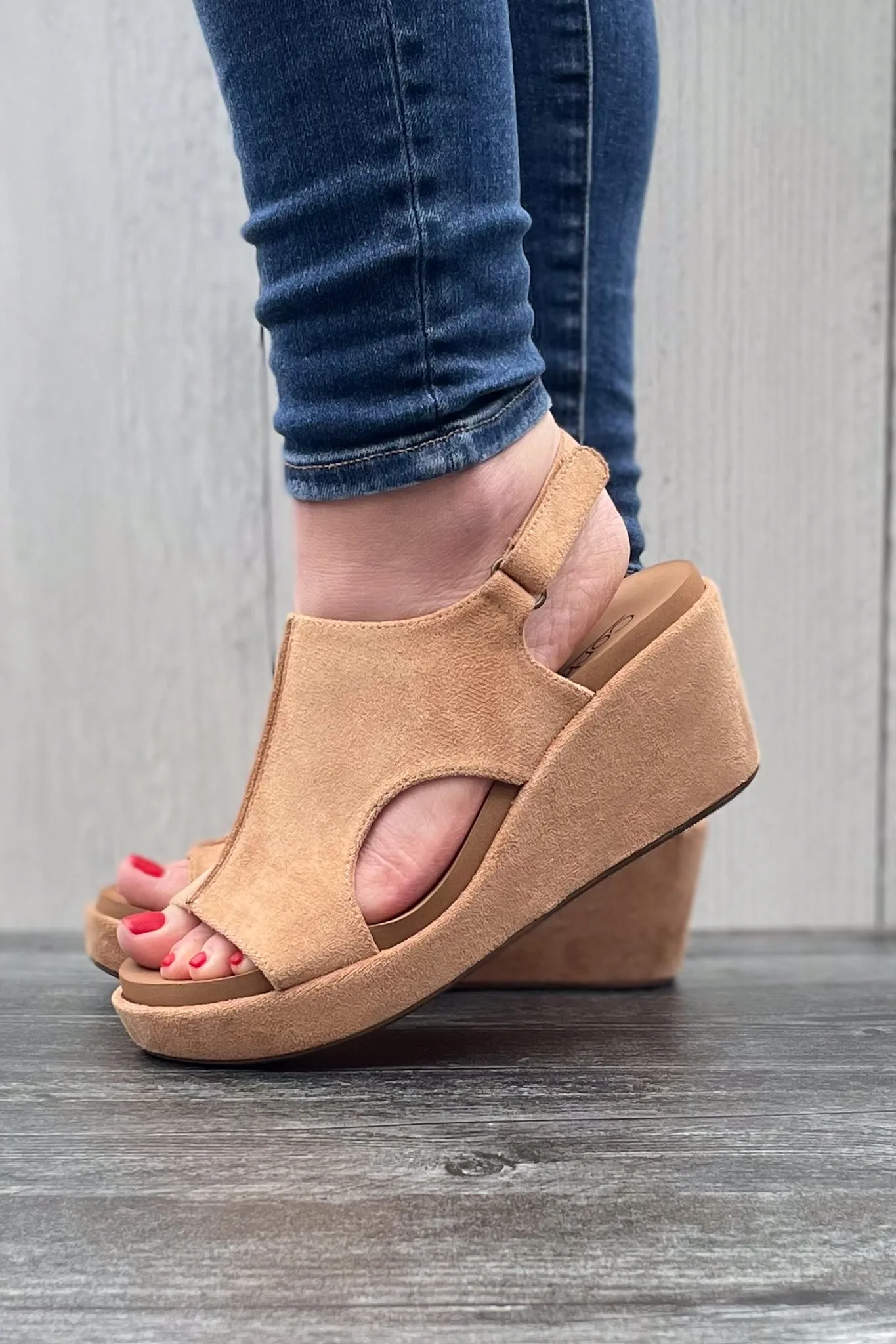 Corkys Carley Camel Faux Suede