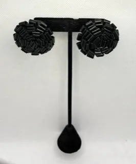 Dahlia Leather Flower Studs - Black
