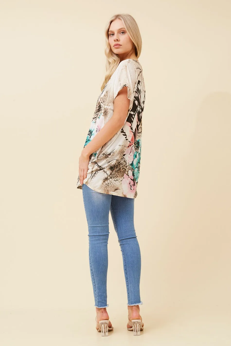 EXCELINA BUTTERFLY PRINT TOP