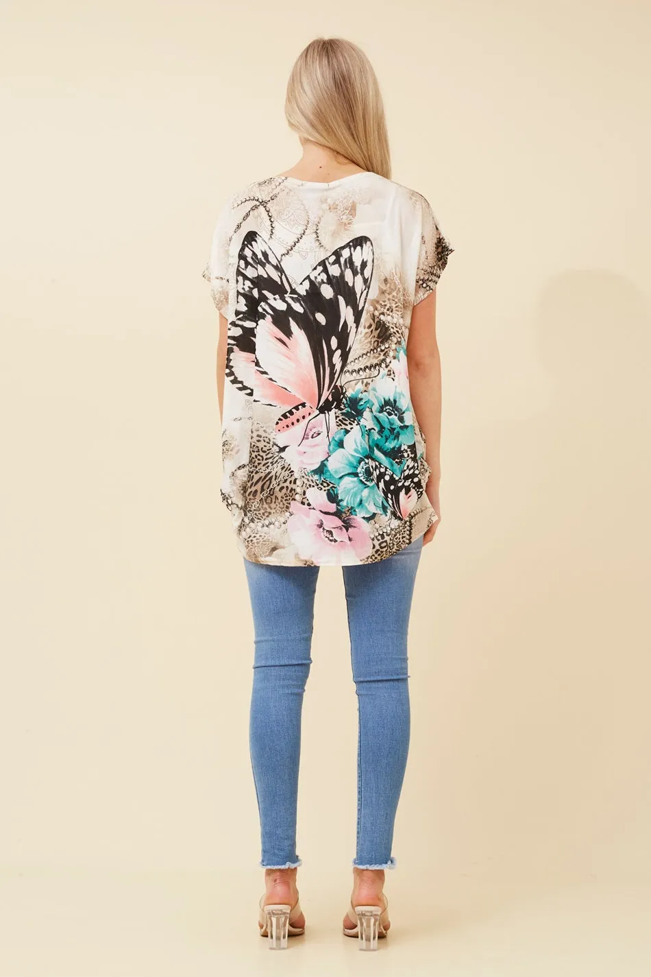 EXCELINA BUTTERFLY PRINT TOP