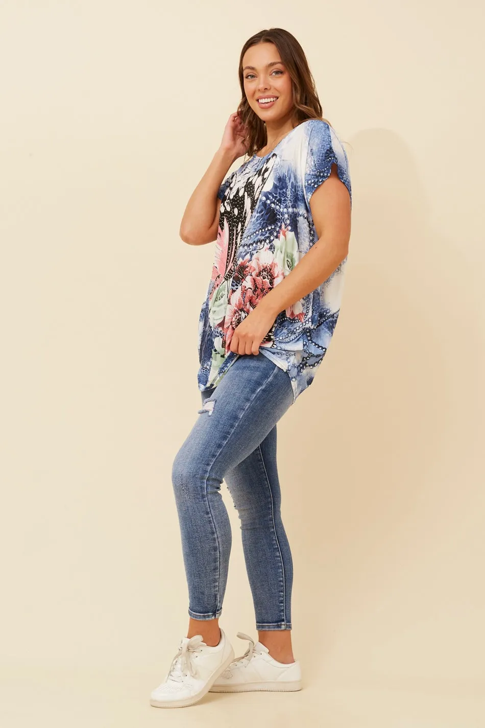 EXCELINA BUTTERFLY PRINT TOP