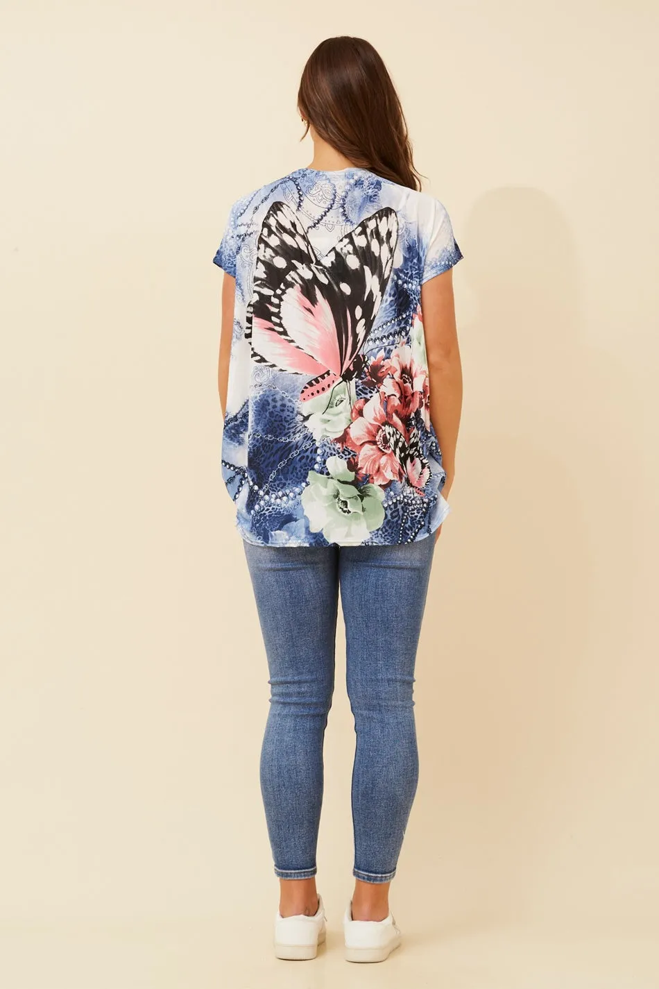 EXCELINA BUTTERFLY PRINT TOP