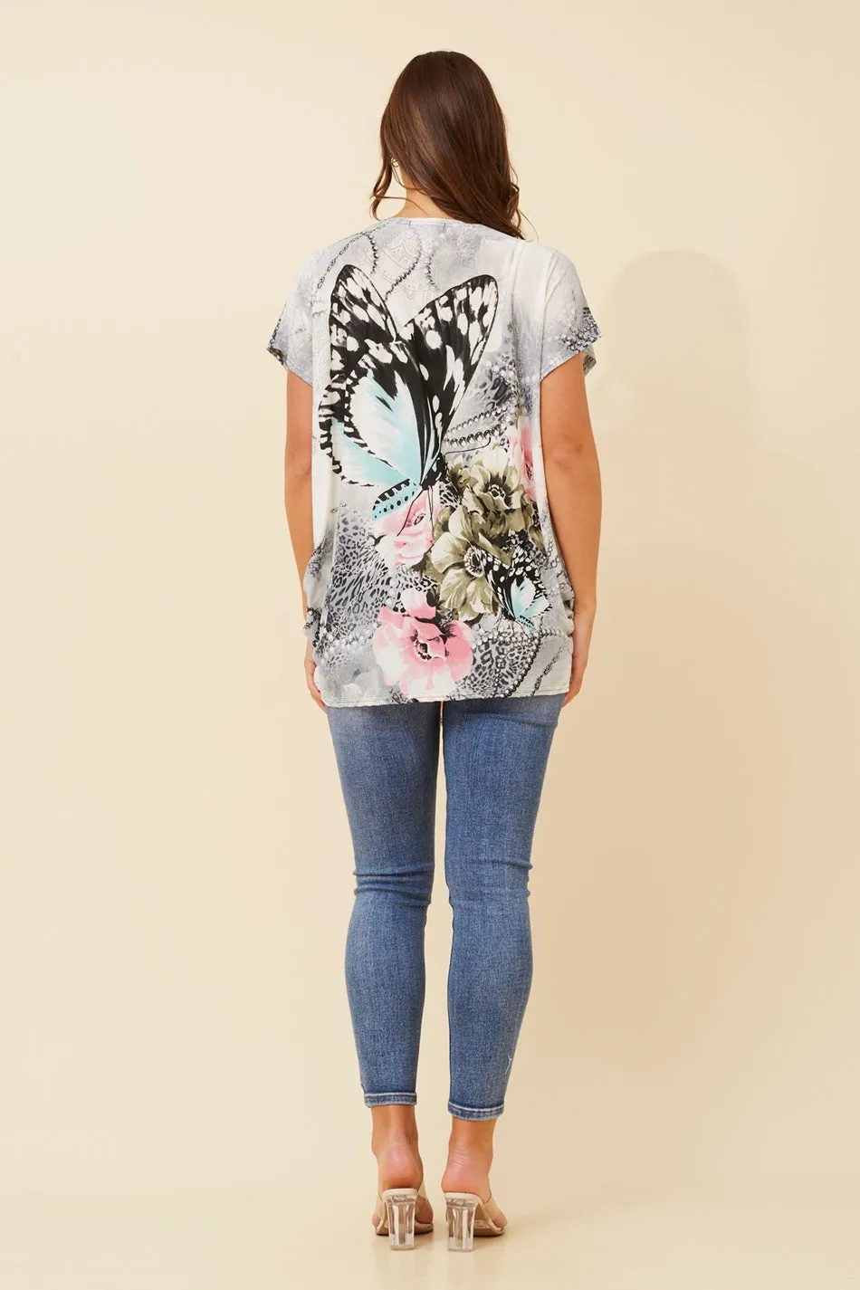 EXCELINA BUTTERFLY PRINT TOP