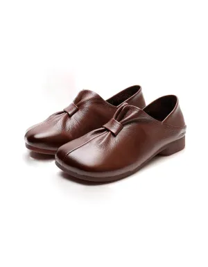 Front Folding Soft Leather Flat Shoes