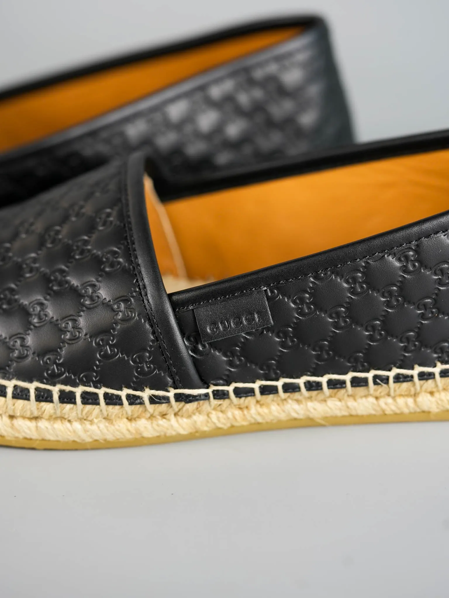 GG Espadrilles Black Microguccissima GG Signature Leather Size 38 EU (25cm)