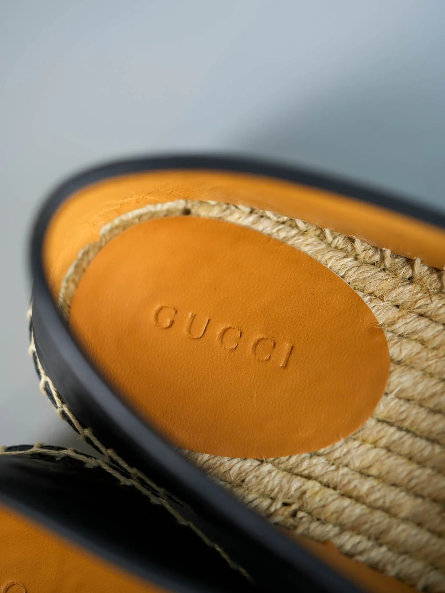 GG Espadrilles Black Microguccissima GG Signature Leather Size 38 EU (25cm)