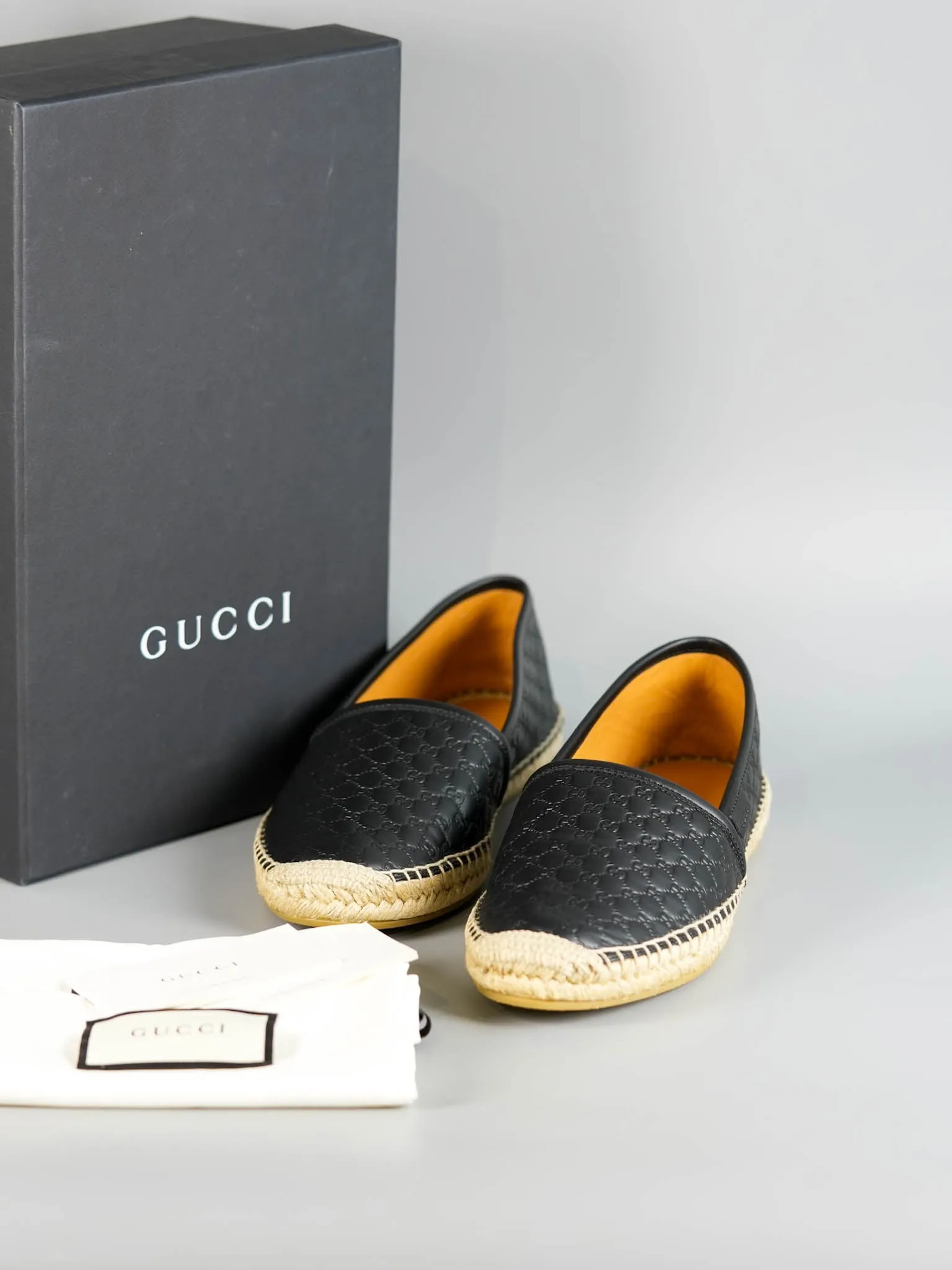 GG Espadrilles Black Microguccissima GG Signature Leather Size 38 EU (25cm)