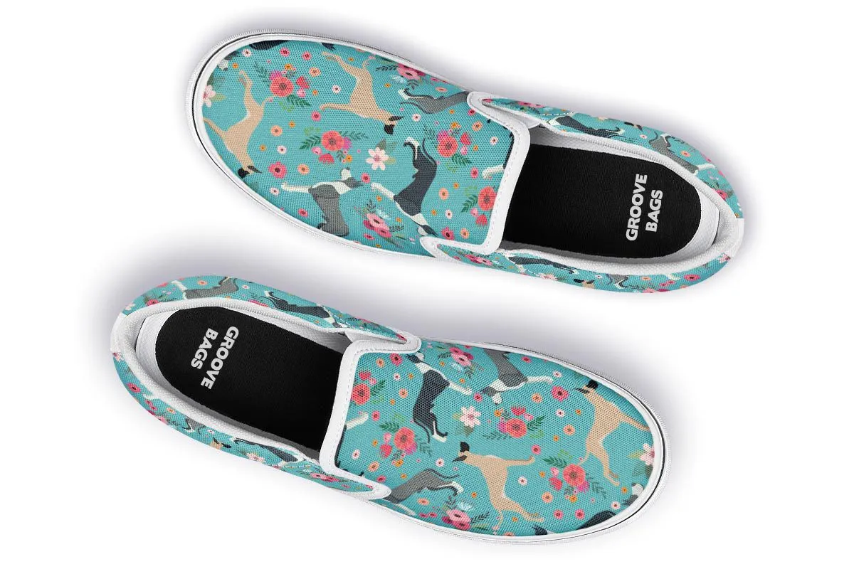 Great Dane Flower Slip-On Shoes