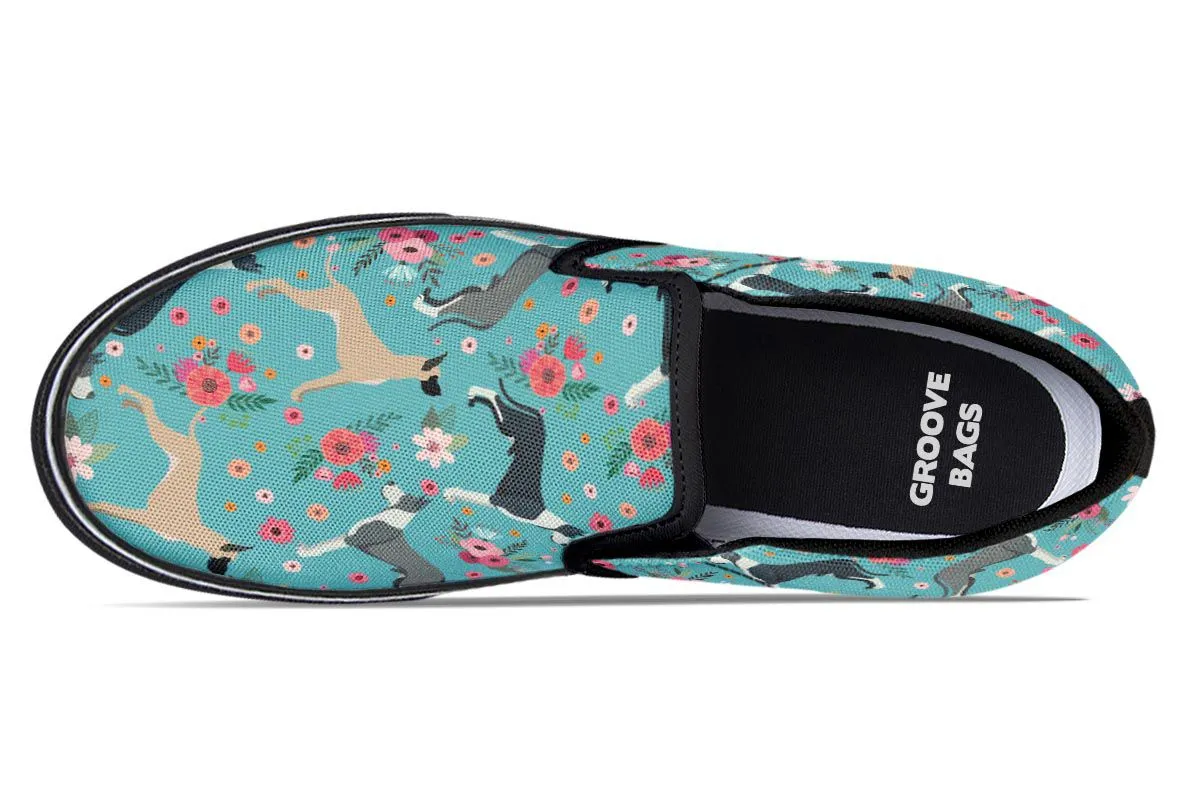 Great Dane Flower Slip-On Shoes